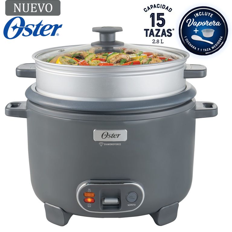 Olla Arrocera 15 Tazas 3 en 1 Función de Sofrito Vaporera Gris