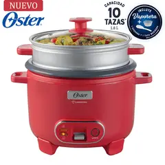 OSTER - Olla Arrocera 1.8L 3 en 1 Función de Sofrito Vaporera Rojo