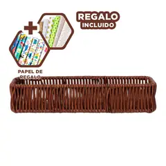 GENERICO - Pack6 Canasta de Forma Rectangular Marron Y+Papel de Regalo