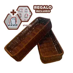GENERICO - Pack6 Canasta Comoda Rectangular de Marron Y+Regalo Stickers