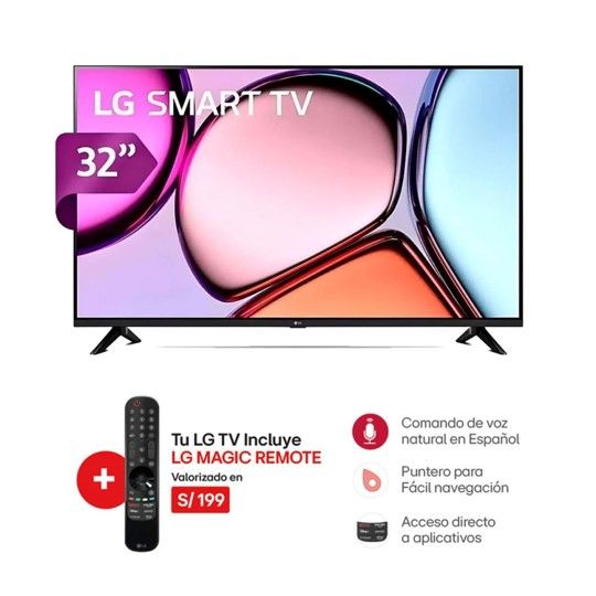 Televisor LED 32 HD HDR 10 Smart TV 32LQ600BPSA webOS con Magic Remote