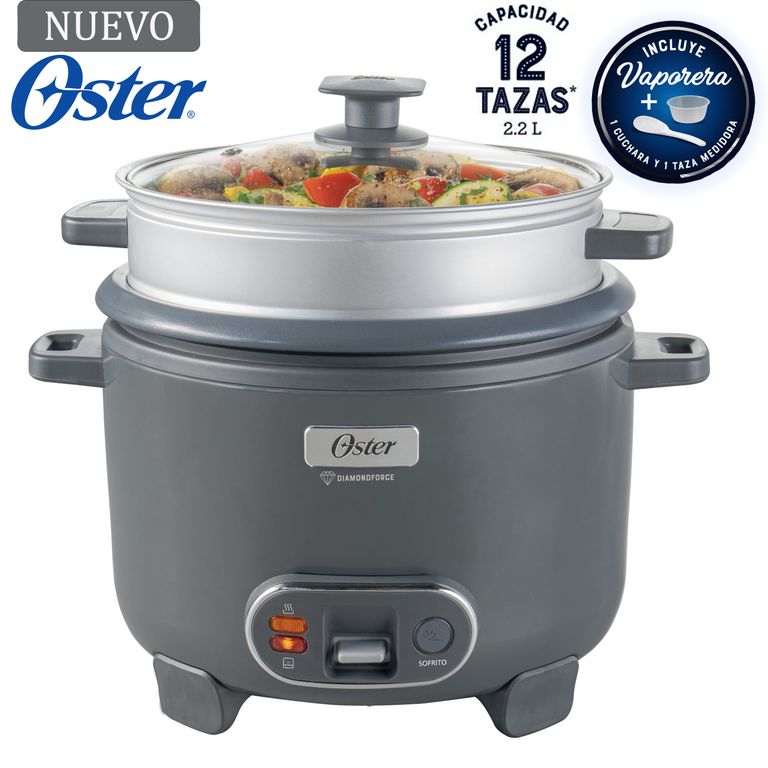 Olla Arrocera 12 Tazas 3 en 1 Función de Sofrito Vaporera Gris