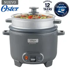 OSTER - Olla Arrocera 12 Tazas 3 en 1 Función de Sofrito Vaporera Gris