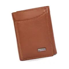 PAUL HARRIS - Billetera de Hombre en cuero Trifold con sencillero interior - Marrón