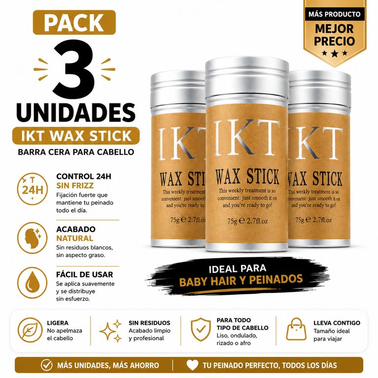PACK 3 BARRA CERA PARA CABELLO IKT WAX STICK 225G