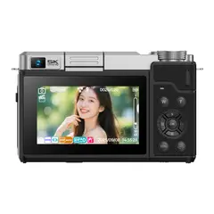 RENVMEXY - Cámara Vlog X7 5K - Pantalla Flip 80MP WiFi y Micrófono