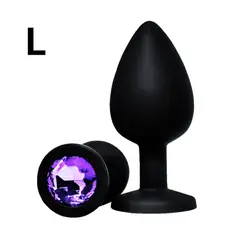 DR PINKY - Plug Consolador de Silicona Talla L Dilatador Anal con Joya Morada