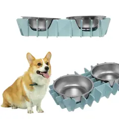 GENERICO - Plato Doble Armable Para Mascota Celeste