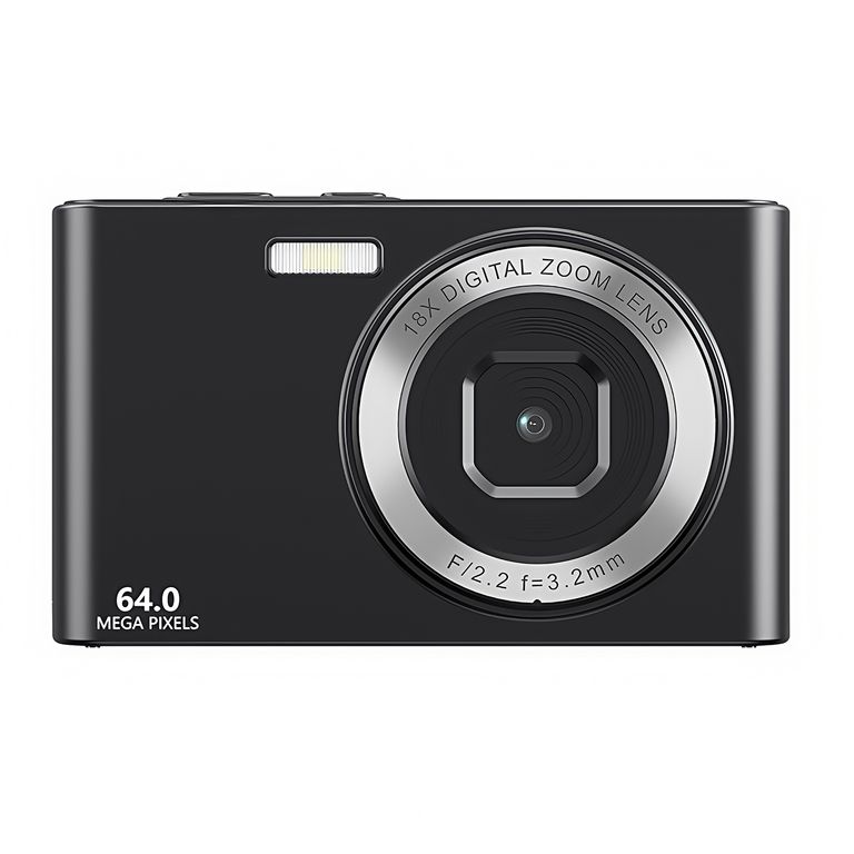 Cámara Digital 4K 64MP Zoom 18X - Negro - Flash y Luz de Relleno