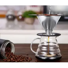 GENERICO - Dripper Filtro de café de acero inoxidable + Jarra de café