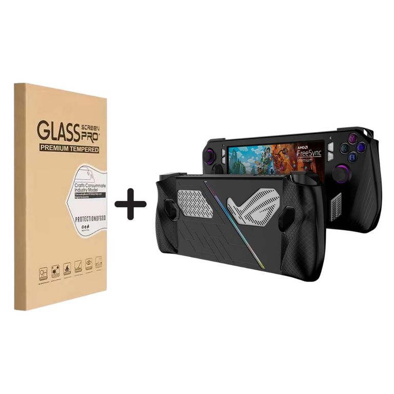 Case Funda Silicona Asus ROG Ally 2023 Color Negro + Mica Vidrio