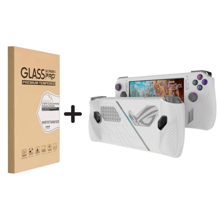 Case Funda Silicona Asus ROG Ally 2023 Color Blanco + Mica Vidrio