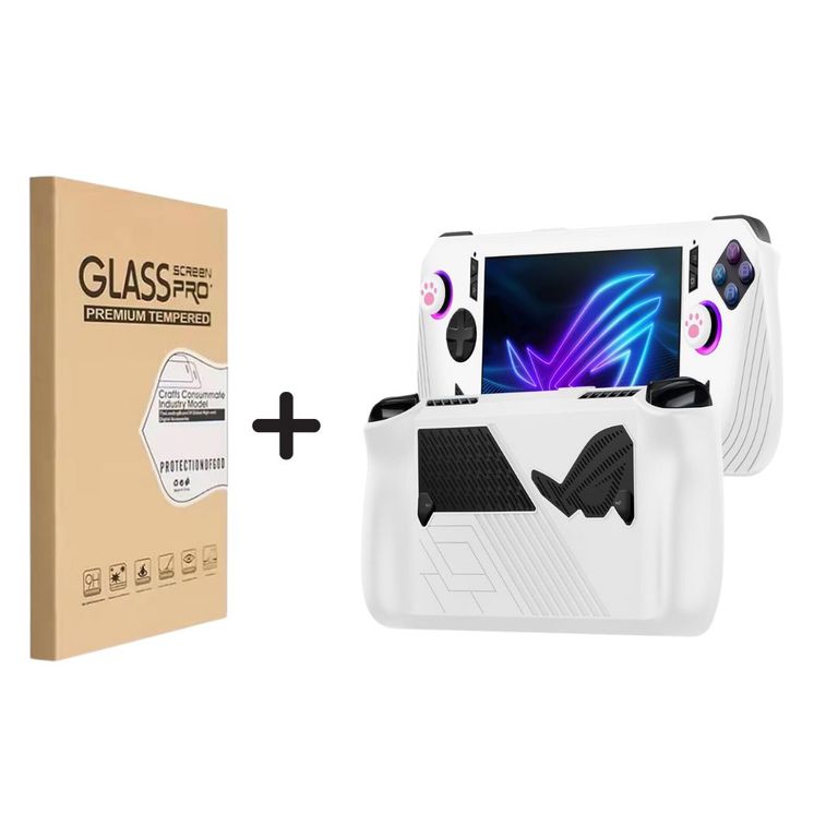 Case Funda Silicona Asus ROG Ally X 2024 Color Blanco + Mica Vidrio