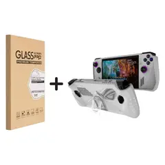 GENERICO - Case TPU c/ Soporte Compatible Asus ROG Ally 2023 Blanco + Mica Vidrio