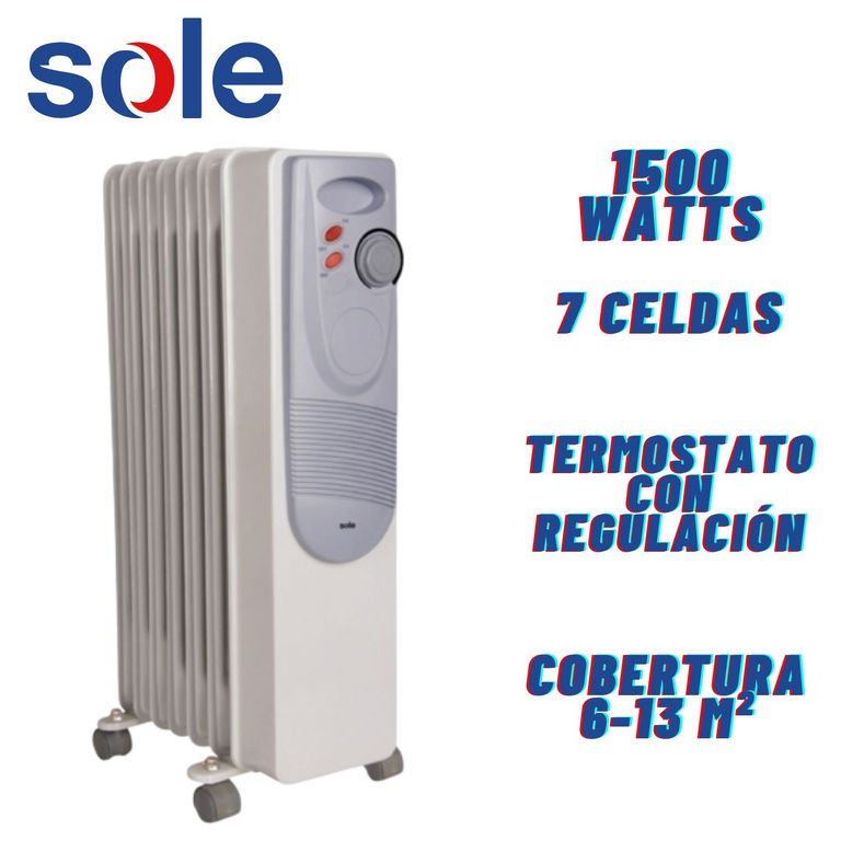 Estufa de Aceite Eléctrica 7 celdas SOLE1500 Área 13 mt2