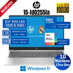 HP - Laptop 15-fd0255la 15.6" FHD, Intel Core 5-1334U, Ram 8GB, Ssd 512GB, Win 11 Pro