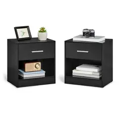 GENERICO - Dúo de Veladores Vic Moderna en Melamina Negra