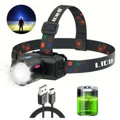 LIDIMI - Linterna De Cabeza Led 10w Recargable Usb-c