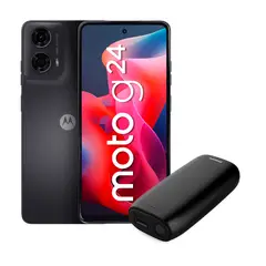MOTOROLA - CELULAR MOTO G24 4GB 256GB 6.6" GRIS + BATERIA PHILIPS PORTATIL DLP5206BK