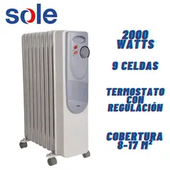 SOLE - Estufa de Aceite Eléctrica 9 celdas SOLE2000 Área 17 mt2