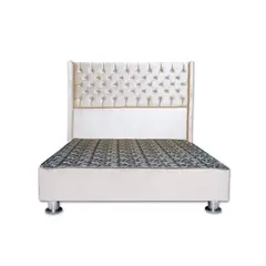 MUEBLES MACRUMO - Cama tapizada Cora 15plz - Color Beige claro