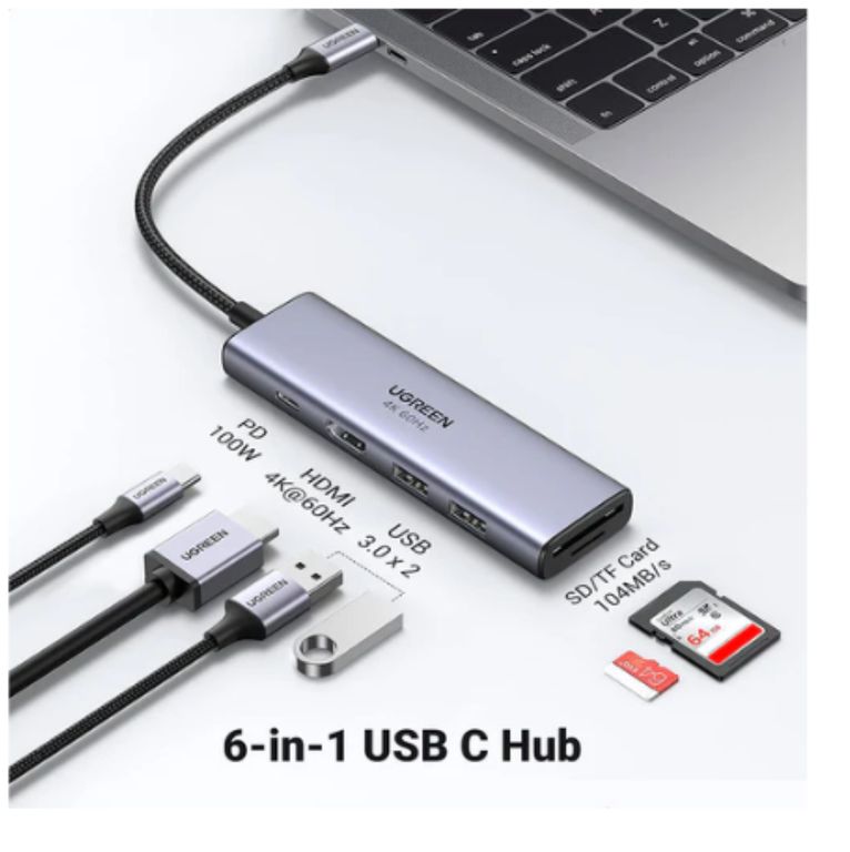 ADAPTADOR ( 60384) 6 EN 1 USB-C USB 3.0 HDMI 4K