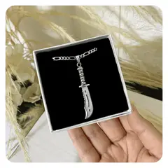 GENERICO - Collar Hombre Cuchillo Daga Regalo Papá Novio Joya Plata