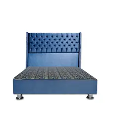 MUEBLES MACRUMO - Cama tapizada Cora Queen - Color Azul