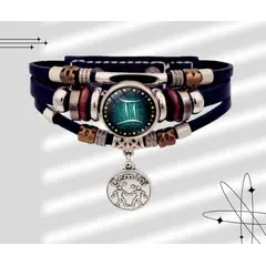 GENERICO - Pulsera de cuero PU de doce constelaciones geminis