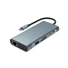 BELCOM - Docking Station Usb-C Delcom 11 En 1 Con Soporte 4K, Múltiples Puertos Y Diseño Compacto