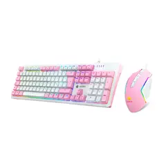 ANTRYX - Teclado Y Mouse Gaming Gc-5400 Con Retroiluminación Azul Y Rosa, Ideal Para Gamers