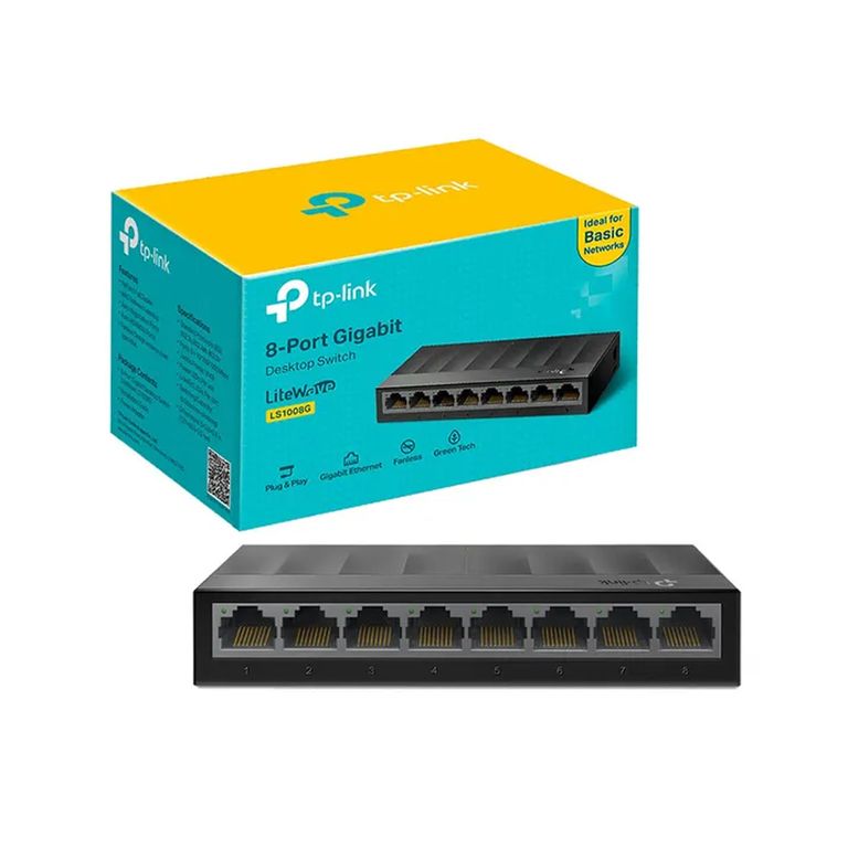 Conmutador Tp-Link Litewave Ls1008G 8 Puertos Gigabit Sobremesa Y Montaje En Pared