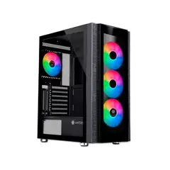 ANTRYX - Gabinete Mid Tower Rx-260 Con 4 Ventiladores Rgb Y Diseño En Negro Ideal Para Gamin