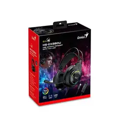 GENIUS - Auriculares Gx-Hs580U Con Micrófono, 50Mm, Iluminación Rgb, Color Negro, Sonido Env
