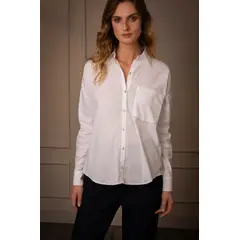 VELEZ - Vélez Camisa Basic Para Mujer Popelina Manga Larga Blanco