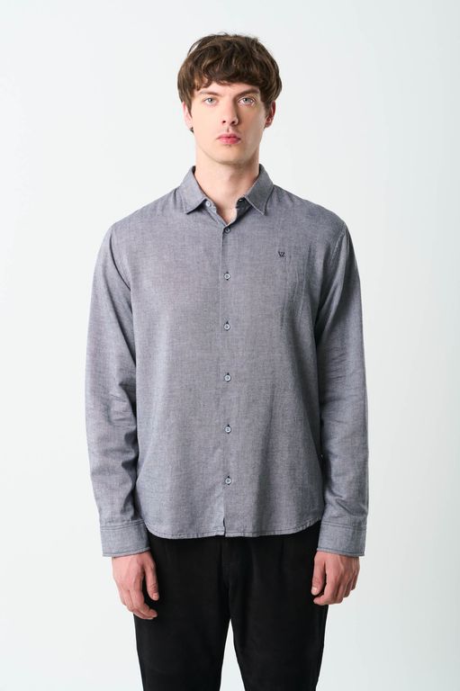 Vélez Camisa Oxford Manga Larga Calagua Hombre Semifit Negro