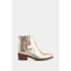 VELEZ - Vélez Botines Texanos Cuero Mujer Dima Cuadrada Dorado