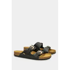 Velez - Vélez Sandalia Plana Pilos Cuero Mujer Suela Corcho Negro