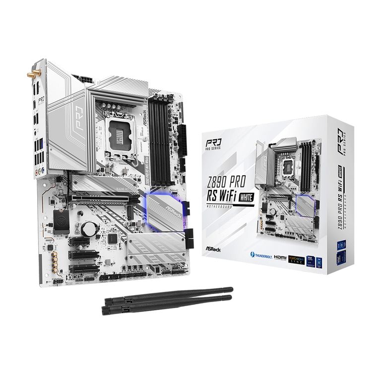 Motherboard Z890 Pro Rs Wifi Blanca Atx Con Chipset Intel Z890 Y Puertos Hdmi Y Dp