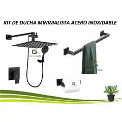 GREEN HOUSE - KIT DE DUCHA MINIMALISTA 10 PULGADAS ACERO INOXIDABLE + ACCESORIOS