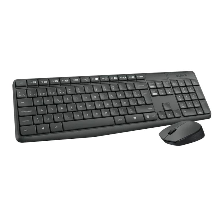 Teclado Inalámbrico Mk235 Con Mouse Usb, Color Negro, Práctico Y Compacto Para Tu