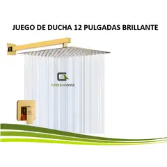 GREEN HOUSE - KIT DE DUCHA DORADA 12 PULGADAS ACERO BRILLANTE