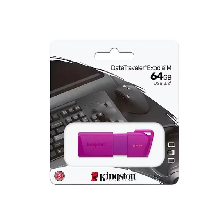 Unidad Flash Datatraveler Exodia M 64Gb Usb 3.2 Tipo A Púrpura Neón