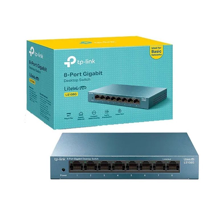 Conmutador Tp-Link Litewave Ls108G De 8 Puertos Gigabit - Sobremesa, Fácil Instalación, Al