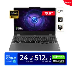 LENOVO - LAPTOP LOQ 15.6'' FHD Core i5-12450HX, 4.40GHz/ 24GB DDR5, 512GB SSD / RTX 3050 6GB / FREEDOS