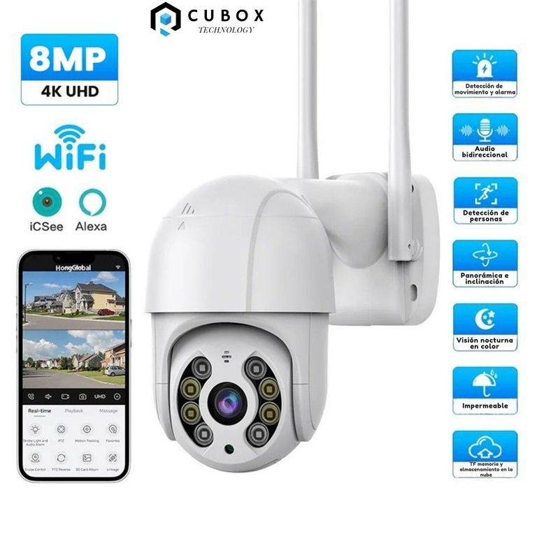 Cámara de Seguridad IP66 Vigilancia Wifi 4MPx Smart Exterior Audio