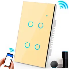 GENERICO - Interruptor Inteligente Universal Wifi Luz Smart Dorado Alexa 4 Bandas