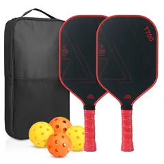 PUREPOWER - OFERTA:Set 2 Raquetas Pickleball Carbono 16mm Power +4 Bolas