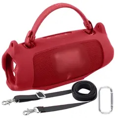 GENERICO - FUNDA PROTECTORA DE SILICONA PARA JBL CHARGE 6 COLOR ROJO