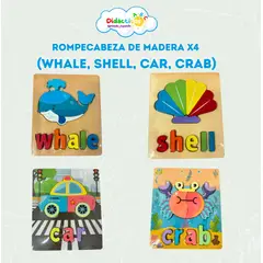 GENERICO - Pack Rompecabezas Didáctico de Madera X4